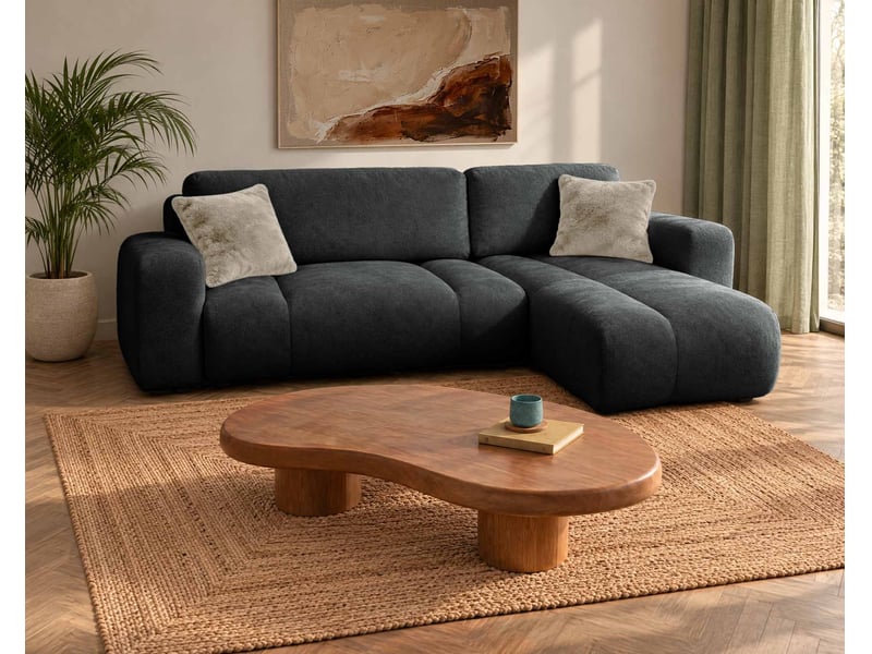  Manon - canapé d'angle réversible 4 places convertible avec coffre en tissu - best mobilier - gris anthracite MANON - Conforama B
