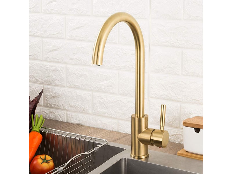  Robinet cuisine doré, lavabo inox, moderne laiton salle bains ou cuisine, robinet lavabo (tuyau non inclus) SZPB313766JJZJ - Conforama B
