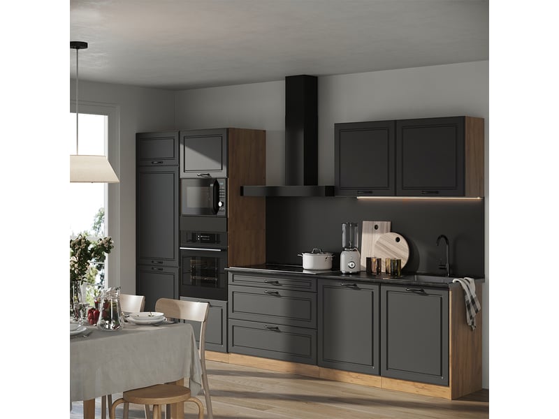  Vicco cuisine, anthracite campagnechêne doré, 340cm plan de travail anthracite  - Conforama C