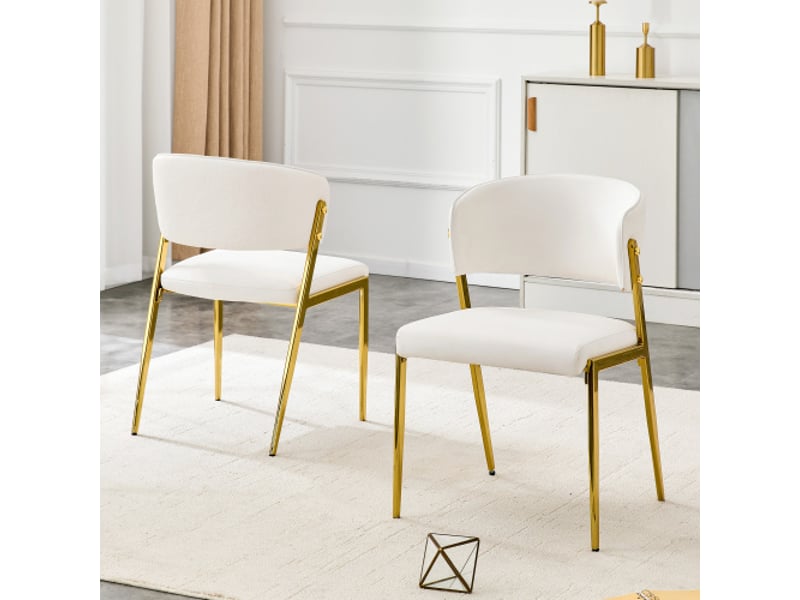 Ensemble de 2 chaises de salle à manger modernes rembourrées cadre métallique dossier ergonomique siège simili cuir - Conforama B
