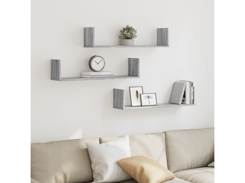 Étagères murales 3 pcs sonoma gris 80x18x18 cm bois ingénierie- comfortxl - Conforama B