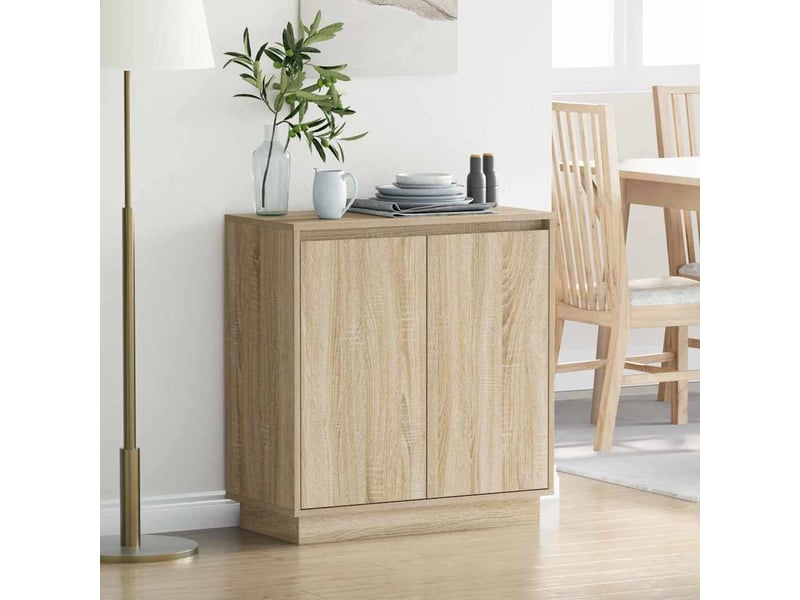  Buffet - bahut - meuble de rangement led chêne sonoma 71 x 34,5 x 75 cm bois d'ingénierie  - Conforama B