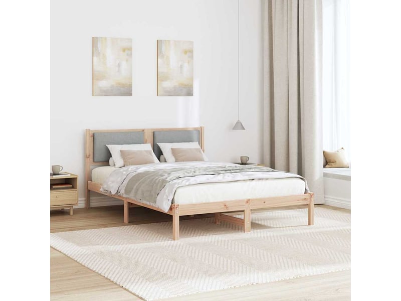  Lit double- lit adulte -  cadre de lit gris clair 140 x 190 cm pin massif  - Conforama C