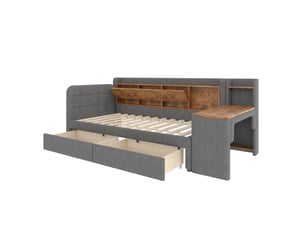 Lit banquette 90x200 cm <strong>LEYTN</strong>  <strong></strong> coloris gris