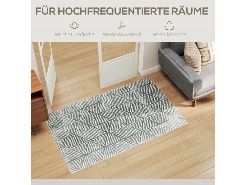  Tapis de salon lavable à motif géométrique, adapté au chauffage au sol en polypropylène gris foncé 150 × 80 cm  - Conforama E