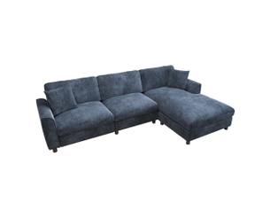 Canapé d'angle 3 places 256x137x79 cm avec méridienne réversible modulaire en chenille bleu marine