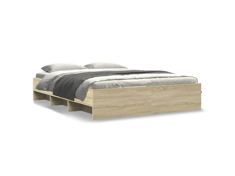  Lit double- lit adulte -  cadre de lit sans matelas chêne sonoma 150x200 cm  - Conforama A