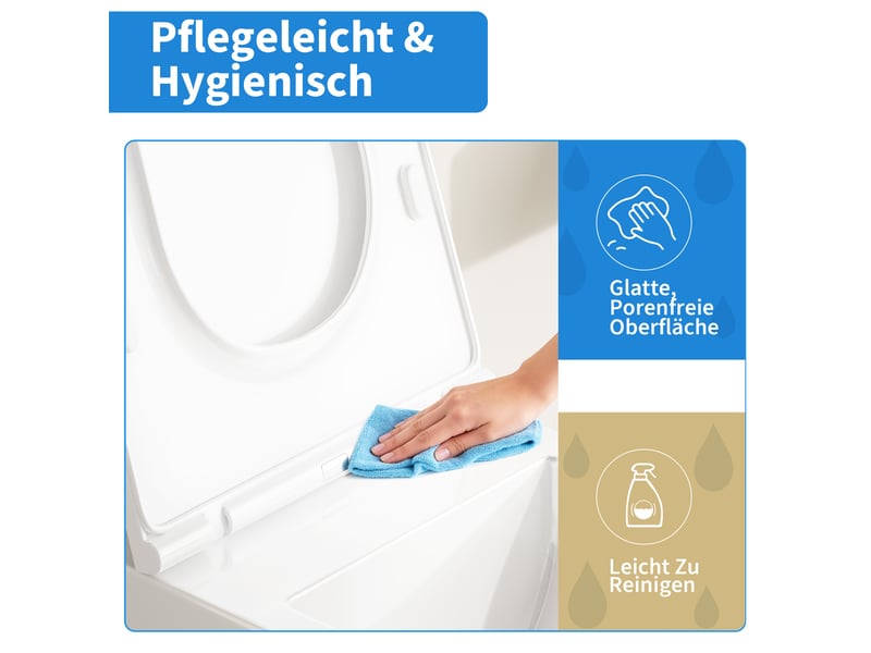  Abattant wc rond 17 pouces blanc, couvercle plat, soft-close silencieux, quick-release, fixation dessus PTH_33B5UUVR - Conforama E
