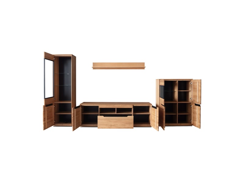  Ensemble de meubles de salon composé de 4 pièces coloris chêne sauvage huilé  - Conforama C