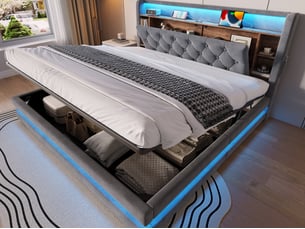 Lit coffre 160x200 cm LEYTN coloris gris