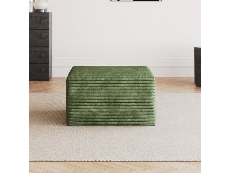  Pouf en velours côtelé vert repose-pieds modulaire pour salon rembourrage mousse 65x60x38cm  - Conforama D