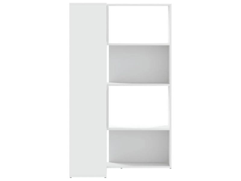  Bibliothèque d'angle à 4 niveaux, armoire à livres blanc bois d'ingénierie  - Conforama E