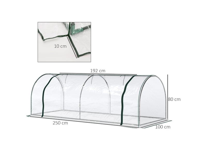  Serre, serre chaude avec porte, châssis froid, serre pour plantes, culture végétale, acier, plastique, 250 x 100 x 80 cm, verte  - Conforama E