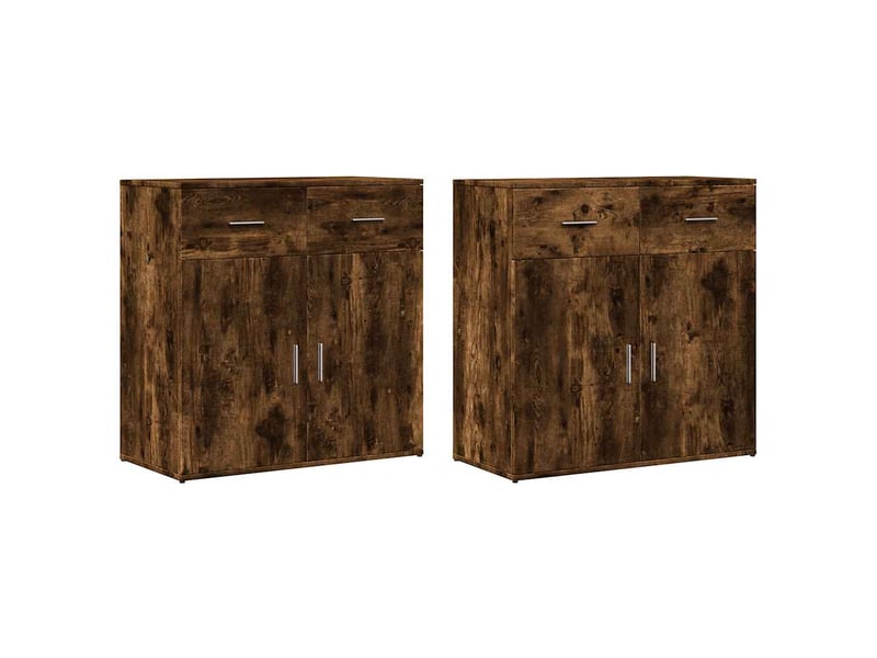  Buffets 2 pcs - bahut - meuble de rangement chêne fumé 79x38x80 cm bois d'ingénierie  - Conforama A