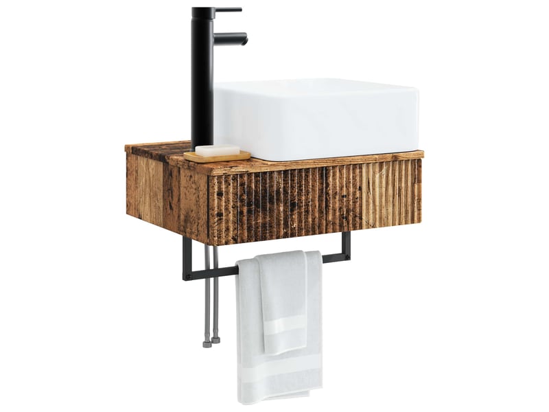 Basin de lavage mural, lavabo bois ancien 50x41x39 cm - Conforama C