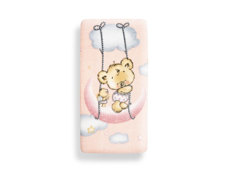  Couverture bébé interbaby 110 x 140 cm maille raschel - rose, motif osito nube 00983-02 - Conforama C