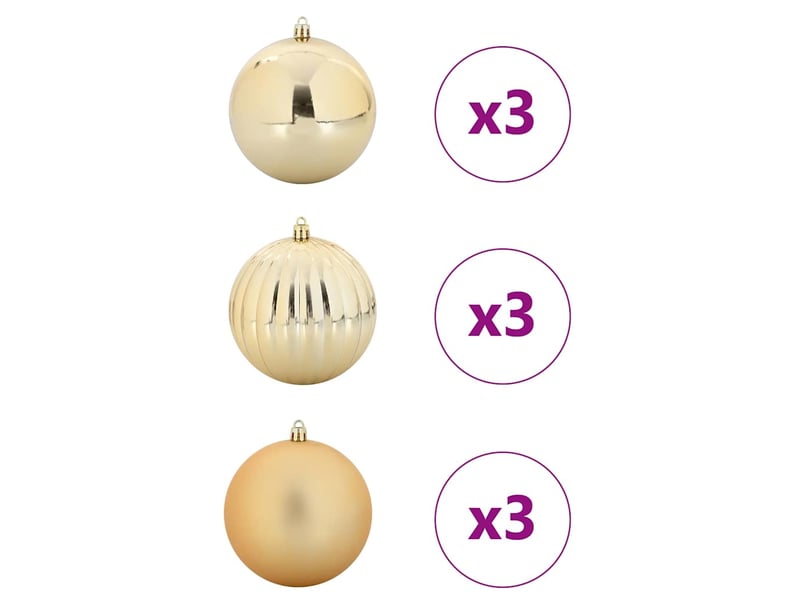  Ensemble de boules de noël xl 9 pcs doré ø 15 cm plastique  - Conforama C