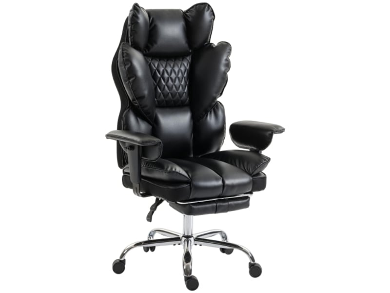  Fauteuil de bureau xxl en similicuir, ressorts ensachés, inclinable, noir, 180 kg  - Conforama A