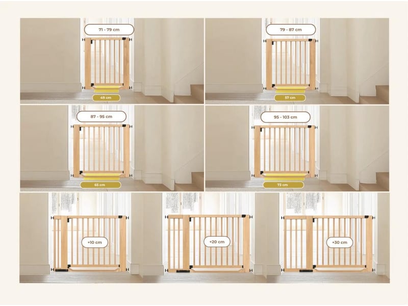  Geuther barrière d'escalier easylock flatstep bois 71-79 cm - seuil plat, kit rampe blanc 2772_ECO_0051ZK_WE - Conforama D