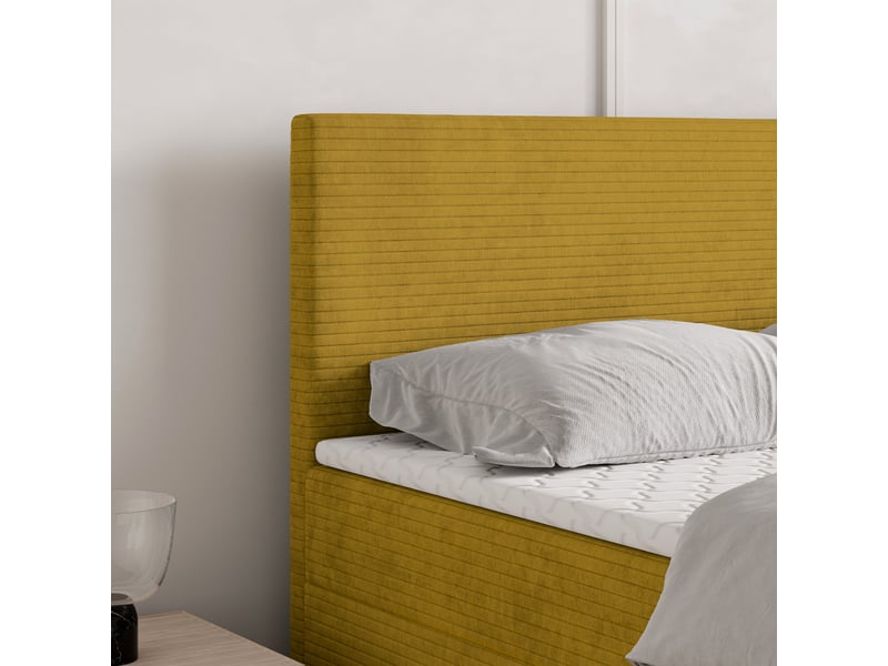 Boxspring nira 200x200 cm, lit complet avec matelas, jaune - Conforama D