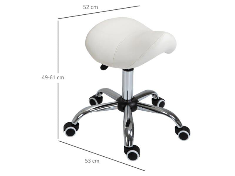  Tabouret selle pivotant rembourré réglable en hauteur, blanc, pour bureau et maison  - Conforama C