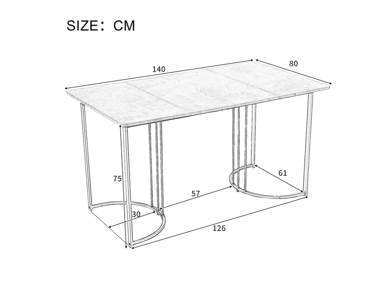  Ensemble table et 4 chaises moderne, table 140 x 80 cm effet marbre blanc, assises beige en velours doux  - Conforama C