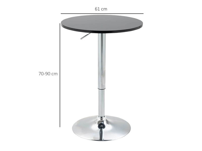 Table bar ronde relevable pivotante 61 cm – noir – hauteur réglable 70 à 90 cm, plateau rotatif - Conforama C