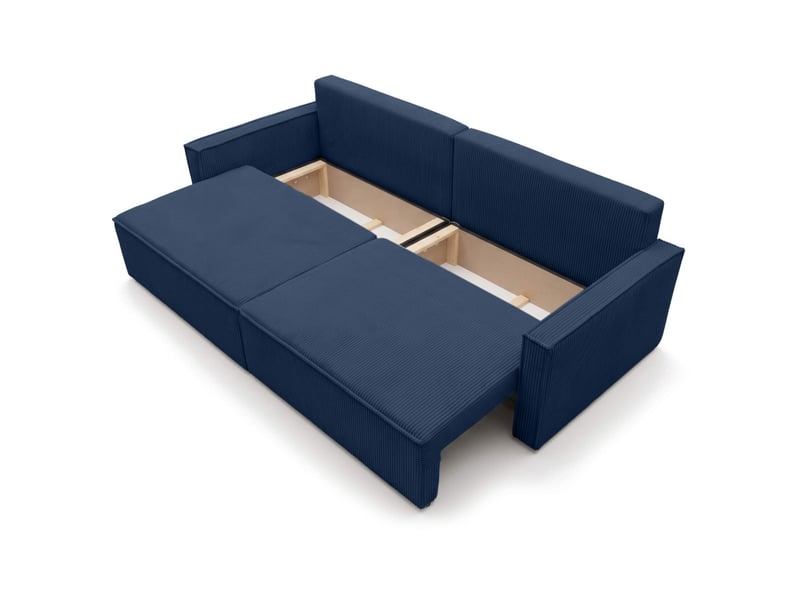  Farah - canapé droit 3 places convertible accoudoirs slim en velours cotelé  - Conforama D