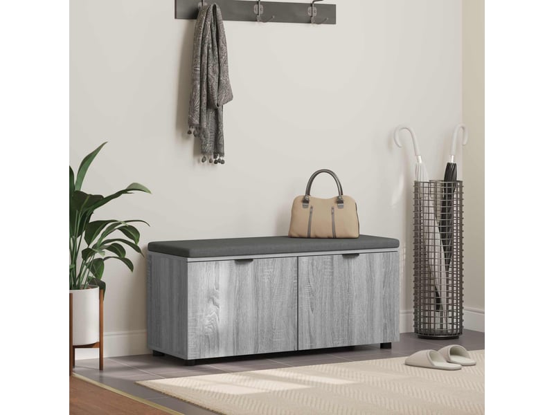  Banc d'entrée, banc interieur avec coussin gris sonoma 100x38x46 cm shl5433  - Conforama B