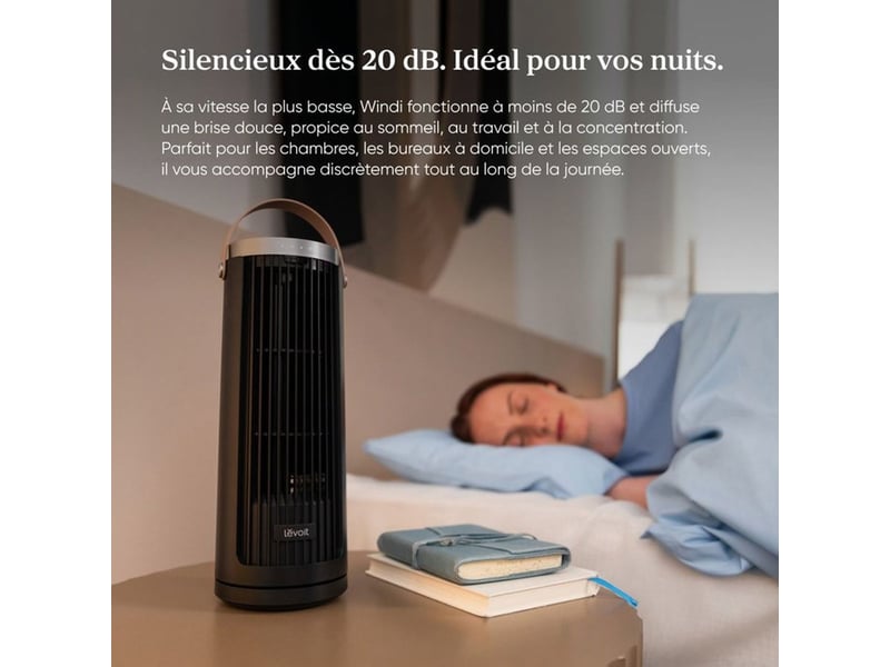  Ventilateur vertical mini 5 vitesses oscillation 90° avec telecommande LEFAF132N - Conforama E