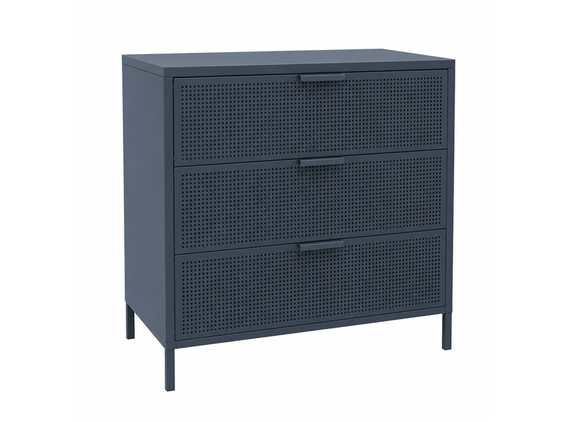  Nordlys - commode chambre scandinave metal 3 tiroirs rangement metal bleu  - Conforama A
