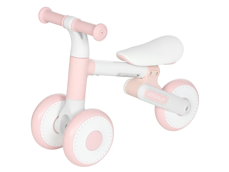  Draisienne bébé 1-2 ans pliable, siège réglable, direction limitée à 135°, pneus eva silencieux, 52x23x36,5cm, rose  - Conforama B