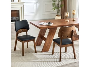 Set de 2 chaises de salle à manger en bois, dos en papillon, assise rembourrée, design moderne, sans table
