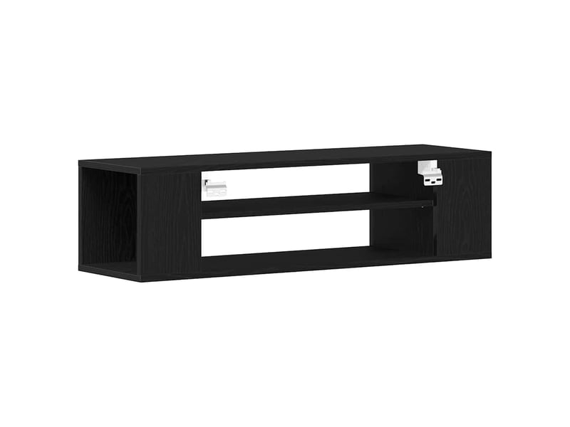  Meuble tv - banc tv - meuble de rangement 100 x 30 x 26,5 cm chêne noir bois d'ingénierie  - Conforama E
