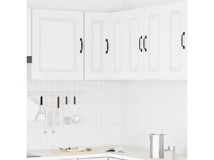 Meuble de rangement, armoire murale d'angle de cuisine kalmar blanc bois ingénierie