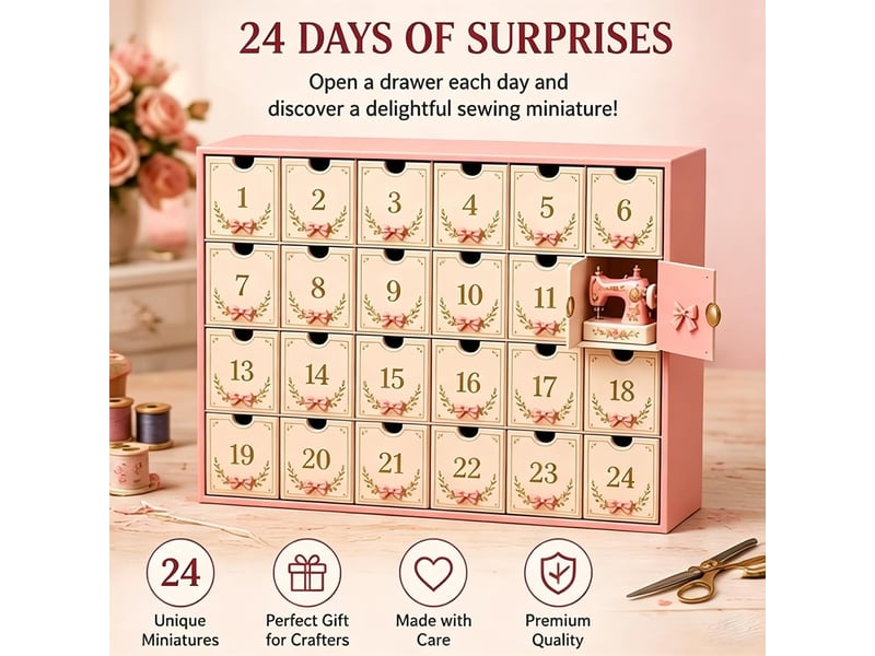 Calendrier de l’avent couture 2026, 24 jours de surprises, décoration en acrylique 2d machine à coudre - Conforama C