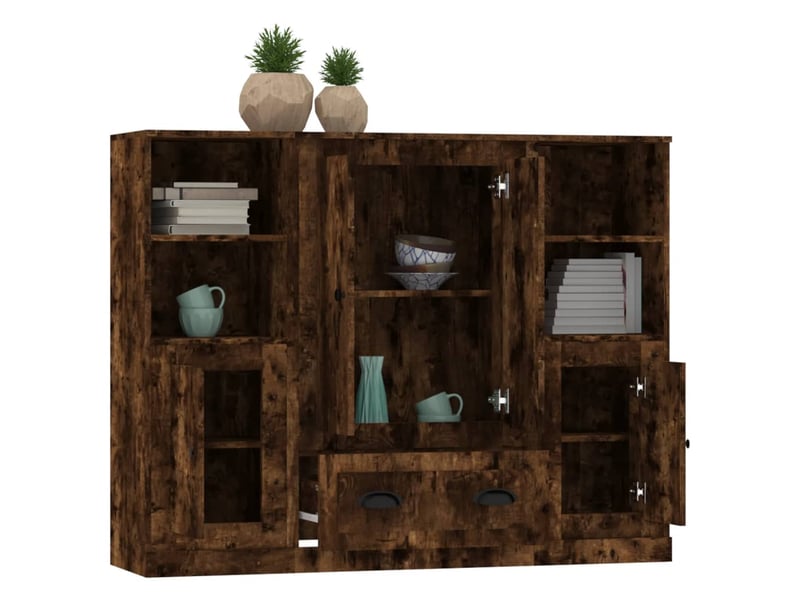  Buffets 3 pcs - bahut - meuble de rangement chêne fumé bois d'ingénierie  - Conforama E