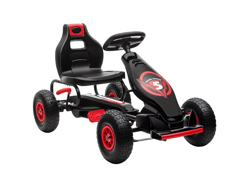  Karting à pédales pour enfants de 5 à 12 ans, avec siège réglable et roues gonflables, rouge  - Conforama A