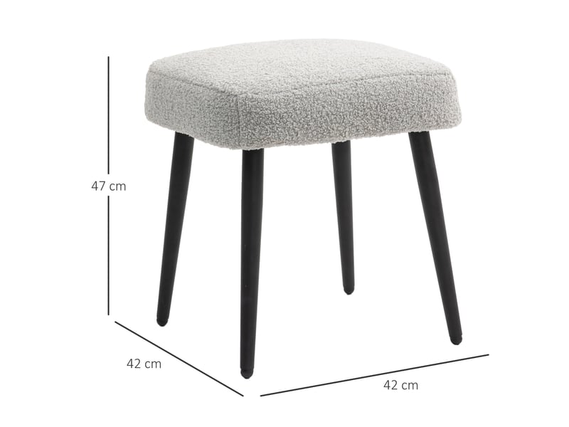  Pouf carré 42x42x47 cm en polyester gris clair avec pieds en acier  - Conforama C