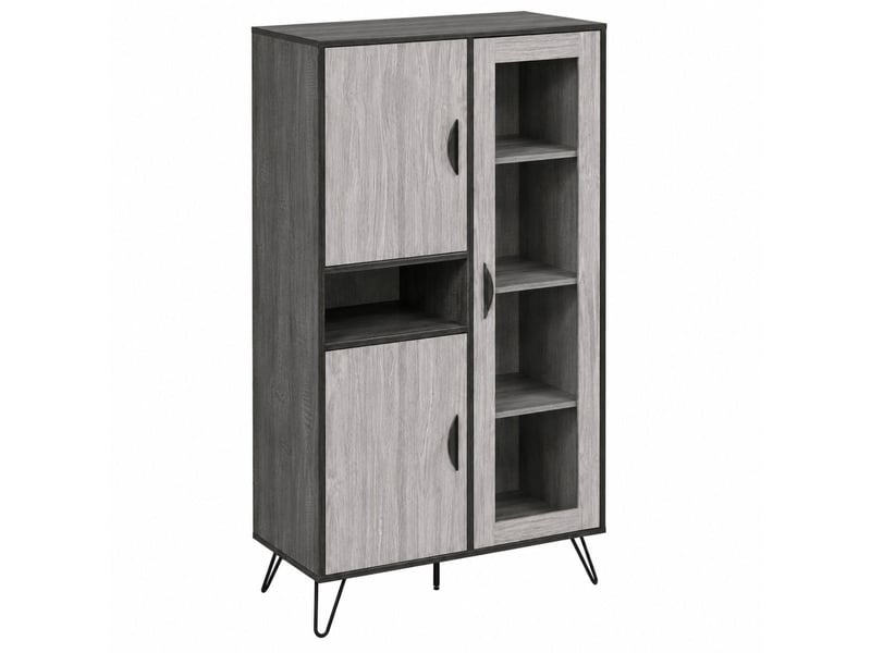  Argentier 3 portes 1 vitre et 1 niche aspect bois grisé et noir - brooklyn BROOKLYN - Conforama C