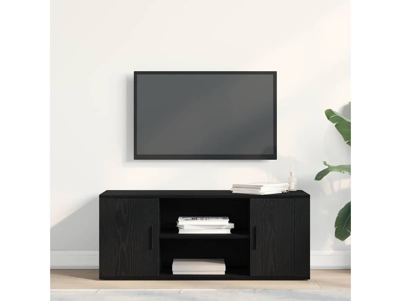  Meuble tv - banc tv - meuble de rangement 100 x 35 x 40 cm chêne noir bois d'ingénierie  - Conforama D