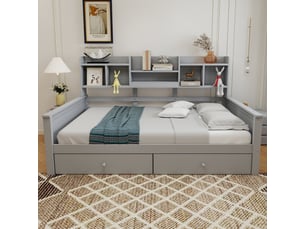 Lit avec rangement 90x200 cm <strong>HAUSS SPOLE</strong> <strong></strong> coloris gris