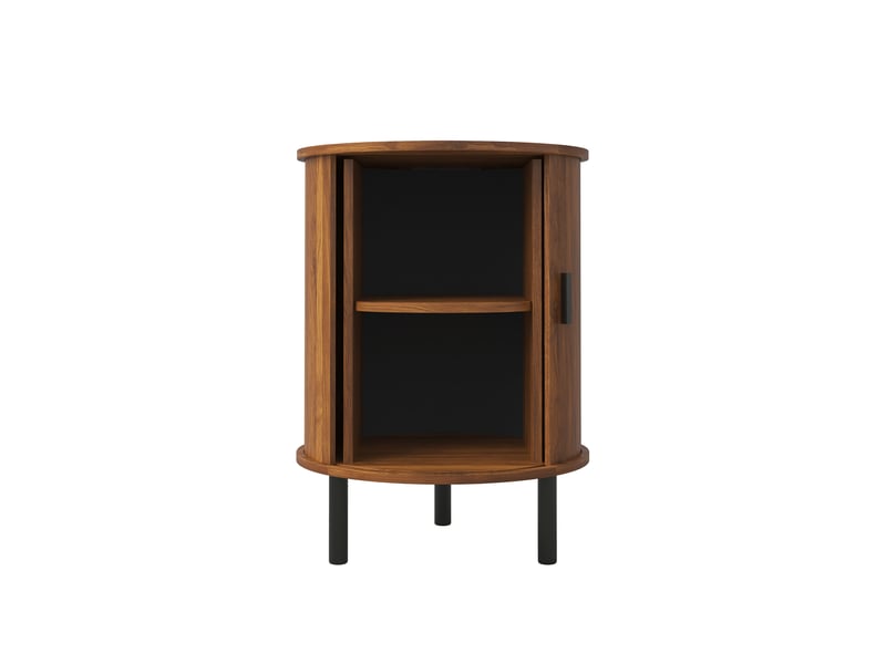  Table d'appoint ronde 1 porte coulissante mdf coloris noyer 48 x 48 x 65 cm N621P496665D - Conforama A