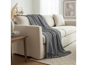 Plaid en coton 140x200 cm nael gris, par soleil d'ocre