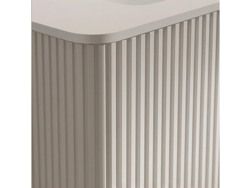 Meuble vasque suspendu 80 cm avec vasque en surface solide - 2 tiroirs push open façade rainurée - Conforama R