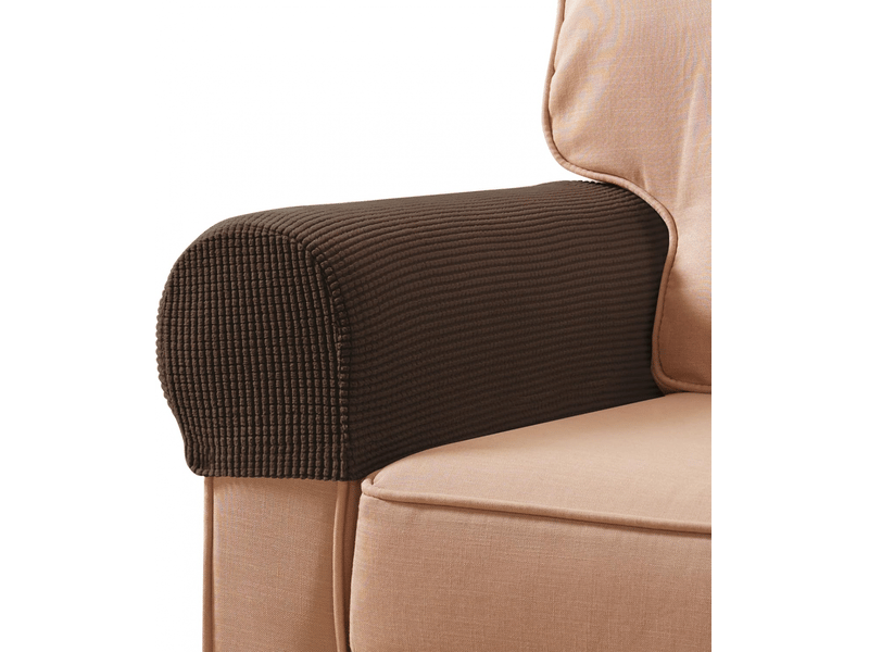  Lot de 2 housses d'accoudoirs extensibles pour canapés et fauteuils inclinables, avec 10 broches fixes, brun, marron  - Conforama A