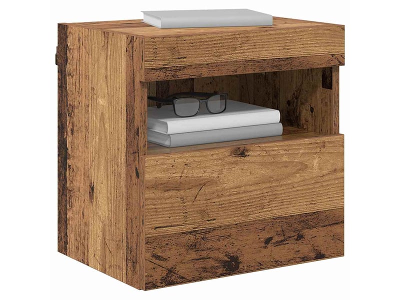 Lot de 2 meuble tv mural, meuble tv suspendu bois ancien bois d'ingénierie shl58362 - Conforama C