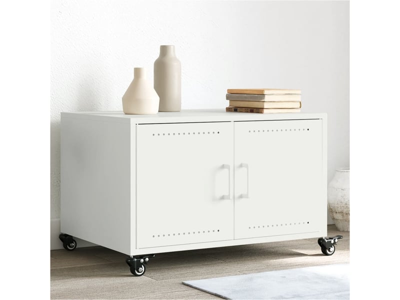  Table basse - table de salon - table à thé blanc 68x50x43,5 cm acier  - Conforama B