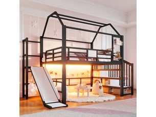 Lit mezzanine 140x200 cm <strong>OOIILLEE</strong> <strong></strong> coloris noir