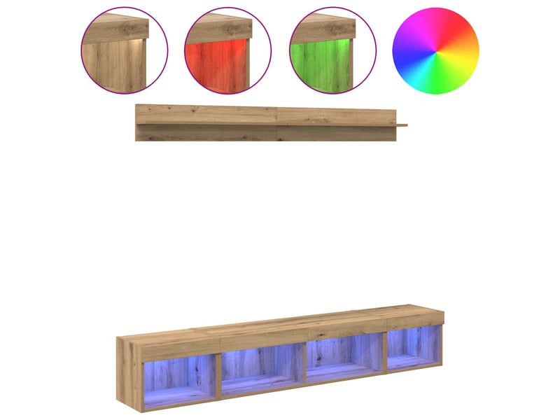 Ensemble de meuble tv - banc tv - meuble de rangement mural 5 pcs chêne artisanal - Conforama D